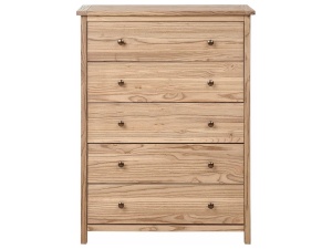 Produs Resigilat Comoda Re-Bloom Salton, 5 sertare, lemn masiv/placaj, 85x39x111 cm, maro - Verificat A