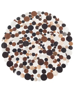 Produs Resigilat Covor Re-Bloom Sorgun rotund din piele de vaca, diametru 140 cm, model geometric, suport pasla, maro/auriu - Verificat A