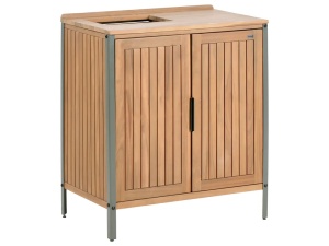 Produs Resigilat Dulap bucatarie exterior cu chiuveta Re-Bloom Ivrea, lemn salcam certificat/aluminiu, 80x50x92 cm, robinet inclus, maro/gri/argintiu - Verificat A - Img 4