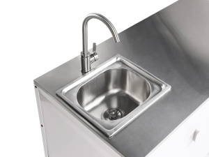 Produs Resigilat Dulap bucatarie exterior cu chiuveta Re-Bloom Maenza, otel/inox, 120x60x127 cm, bazin 38x32x18 cm, robinet+tevi incluse, 20 kg, alb/argintiu - Verificat A - Img 4
