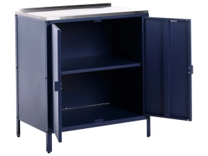 Produs Resigilat Dulap bucatarie pentru exterior Re-Bloom Vilama, otel/inox, 80x50x90 cm, 20 kg, rezistenta UV, albastru inchis - Verificat A - Img 6