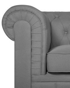 Produs Resigilat Fotoliu Re-Bloom Chesterfield, textil/eucalipt, 112x85x79 cm, spuma, 125 kg, gri deschis - Verificat A - Img 6