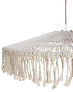 Produs Resigilat Lustra tip pendul Re-Bloom Akobo, textil/metal, diametru 60 cm, E27 max 45W, 230V, cablu 90 cm, bec neinclus, bej deschis/natur - Verificat A - Img 5