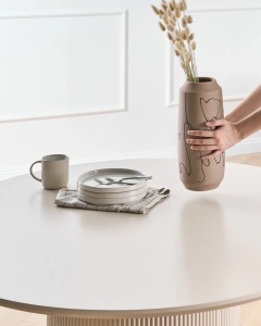 Produs Resigilat Masa de sufragerie rotunda Re-Bloom Newell, MDF, diametru 120 cm, inaltime 75 cm, 4 persoane, bej deschis - Verificat A - Img 6