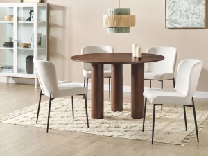 Produs Resigilat Masa de sufragerie rotunda Re-Bloom Orin, MDF/lemn cauciuc, diametru 120 cm, inaltime 76 cm, 4 persoane, 150 kg, maro inchis - Verificat A - Img 2