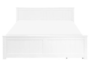 Produs Resigilat Pat Re-Bloom Sabran, 160x200 cm, lemn de pin/MDF, 2 sertare, somiera 2x16 lamele, tablie 169x82 cm, 240 kg, alb - Verificat A - Img 4
