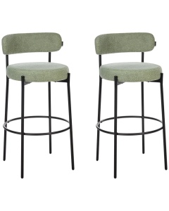 Produs Resigilat Set 2 scaune de bar Re-Bloom Allison, textil/metal, 50x50x97 cm, suport picioare, 120 kg, verde/negru - Verificat A