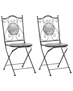 Produs Resigilat Set 2 scaune de gradina Re-Bloom Civita, fier/ceramica, 40x45x90 cm, 150 kg, multicolor - Verificat A