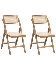 Produs Resigilat Set 2 scaune de masa pliabile Re-Bloom Modane, bambus/ratan PE, 45x54x83 cm, 150 kg, bej/maro - Verificat A