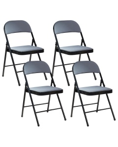 Produs Resigilat Set 4 scaune pliabile Re-Bloom Sparks, plasa/fier, 45x47x77 cm, sezut 36x37 cm, 150 kg, gri inchis/negru - Verificat A