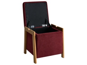 Produs Resigilat Taburet cu spatiu de depozitare Re-Bloom Edland, textil/placaj/fier, 45x43x44 cm, spuma, 120 kg, burgundy/maro - Verificat A - Img 6