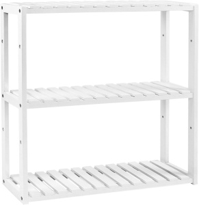 Raft de depozitare Songmics, 2 nivele, lemn, alb, 60 x 15 x 54 cm, Resigilat, Grad A