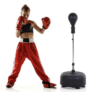 Sac de box reglabil Re-Bloom, cu manusi, otel/piele sintetica/PE, negru/rosu, 48 x 136-154 cm, Resigilat, Grad A - Img 2
