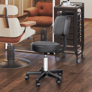 Scaun de birou rotativ Re-Bloom, piele PU/metal/plastic, negru/argintiu, 35 x 72-84 cm, Resigilat, Grad A - Img 2