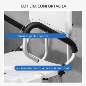Scaun de dus reglabil Re-Bloom, aliaj aluminiu/HDPE, 54x52x70-82 cm, sezut reglabil 38.5-50.5 cm, brate captusite, 136 kg, alb/argintiu/negru - Verificat A · Re-Bloom - Img 4