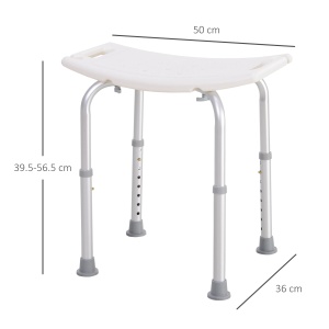 Scaun dus antiderapant, inaltime reglabila 8 niveluri, cadru aluminiu, Alb/Argintiu - Verificat A · Re-Bloom - Img 3