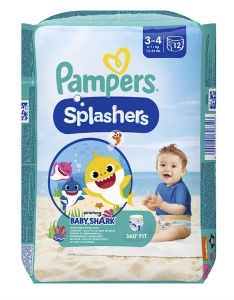 Scutece chilotel pentru apa Pampers Splashers Baby Shark Marimea 3, 6-11 kg, 12 buc, Resigilat, Grad A - Img 3