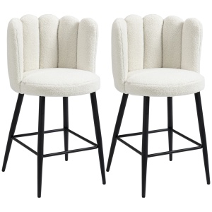Set 2 scaune bucatarie tapitate, suport picioare reglabil, poliester/otel, 52x53x93cm, Alb-crem/Negru/Auriu - Verificat A · Re-Bloom
