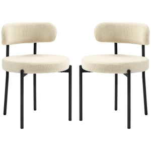 Set 2 scaune cu spatar, poliester/spuma/otel, negru/bej, 51 x 51 x 76 cm, Resigilat, Grad A