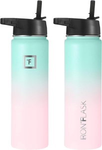 Set 2 Sticle termice 950 & 650 ml, otel inoxidabil IRON °FLASK, 3 capace, rece 24 ore / cald 12 ore, izolata, roz/albastru deschis, fara BPA - Img 9