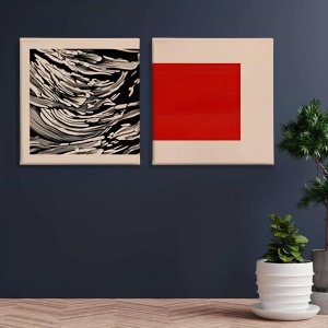 Set 2 tablouri decorative canvas, 2x50x50 cm, panza/lemn, multicolor - Verificat A · Re-Bloom - Img 3