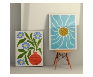 Set 2 tablouri decorative canvas, 2x70x100 cm, dimensiune totala 150x100 cm, panza 100%/lemn 100%, multicolor - Verificat B · Re-Bloom - Img 2