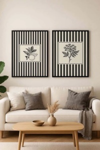Set 2 tablouri decorative MDF/lemn masiv, 2x50x70 cm, design modern minimalist, alb/gri/negru - Verificat A · Re-Bloom - Img 2