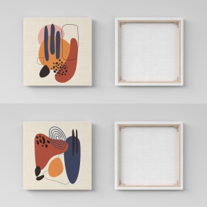 Set 2 tablouri decorative Re-Bloom, lemn/panza, multicolor, 30 x 30 cm - Img 2