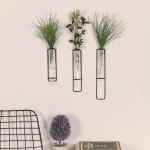 Set 3 decoratiuni de perete pentru flori Re-Bloom, metal, negru, 20 x 25 x 30 cm - Img 4