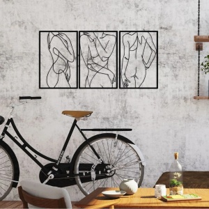 Set 3 decoratuni pentru perete Re-Bloom, metal, negru, 103 x 50 cm - Img 2