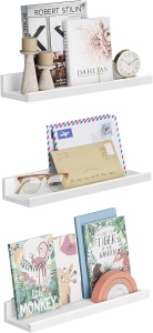 Set 3 rafturi de perete Songmics, PAL, alb, 10 x 38 x 5/2 cm, Resigilat, Grad A - Img 6