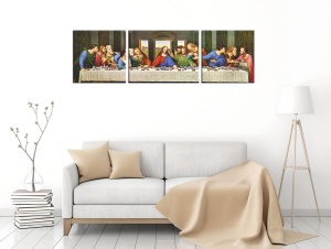 Set 3 tablouri decorative canvas model Cina cea de Taina, 2x30x30 cm + 1x30x40 cm, panza/lemn, multicolor - Verificat A · Re-Bloom - Img 2