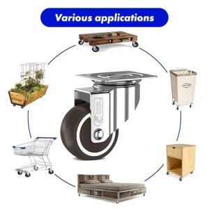 Set 4 roti universale GBL transport, poliuretan, 50mm, pivotante 360°, 200kg, argintiu/negru - Verificat A · Re-Bloom - Img 4