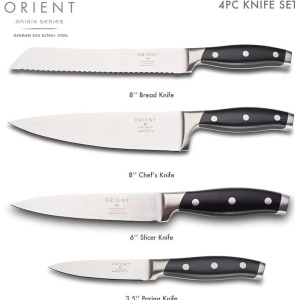 Set cutite de bucatarie Orient, Origin Series, 4 piese, din otel inoxidabil german X50 Ultra +, negru, Resigilat, Grad A - Img 3