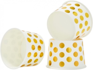 Set de 50 cupe pentru inghetata Blue Panda, hartie, alb/auriu, 8,9 x 5,6 cm , 237 ml - Img 3