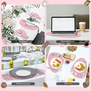 Set de 6 naproane si 6 coastere K Kumeed, piele artificiala, mov/roz, 31 x 40 cm / 13 cm - Img 3