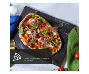 Set de pizza, lopata din aluminiu 30.5 x 85 cm, piatra de copt 38 x 30 cm, DOLCE MARE, Negru, Resigilat, Grad A - Img 3