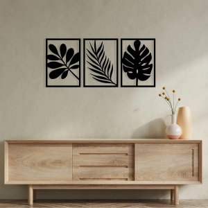 Set decoratiuni de perete Re-Bloom, 3 piese, metal, negru, 104 x 46 cm - Img 5