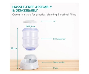 Set dispenser automat hrana uscata si apa caini/pisici, PP, 3.8L fiecare, Alb - Verificat A · Re-Bloom - Img 4