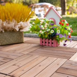Set gresie exterior din lemn de brad si PVC, 27 bucati, interblocabila, antiderapanta, 30x30x2.5cm, Maro - Verificat A · Re-Bloom - Img 2