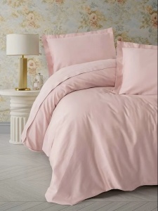 Set husa pilota + 2 fete de perna, satin bumbac 100%, 200x200 cm + 2x80x80 cm, roz - Verificat A · Re-Bloom