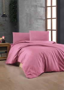 Set husa pilota + fata de perna, bumbac ranforce 100%, 117g/m², 135x200 cm + 80x80 cm, roz - Verificat B · Re-Bloom