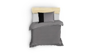 Set husa pilota + fata de perna, bumbac ranforce 100%, 135x200 cm + 80x80 cm, gri/negru - Verificat A · Re-Bloom - Img 2