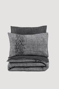 Set husa pilota + fata de perna, bumbac ranforce 100%, 155x220 cm + 80x80 cm, gri - Verificat A · Re-Bloom - Img 3
