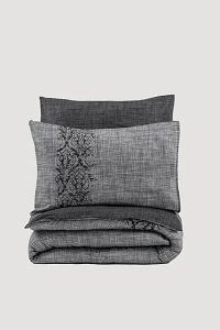 Set husa pilota + fata de perna, bumbac ranforce 100%, 155x220 cm + 80x80 cm, gri - Verificat A · Re-Bloom - Img 3