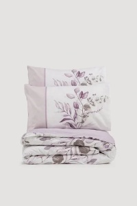Set husa pilota + fata de perna, bumbac ranforce 100%, 220x240 cm + 80x80 cm, alb/violet - Verificat A · Re-Bloom - Img 3