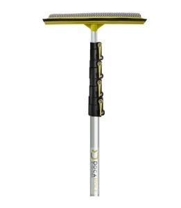 Set maner telescopic cu racleta si burete pentru geamuri DocaPole, aluminiu/cauciuc, galben/argintiu, 3,6 m