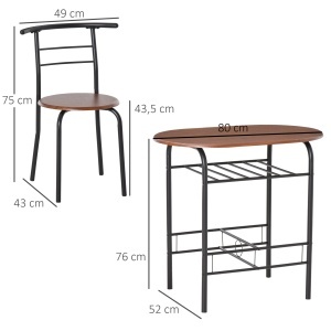 Set masa si 2 scaune, MDF/metal, negru/maro, Resigilat, Grad A - Img 3