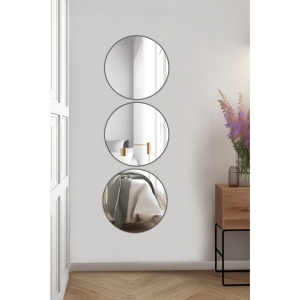 Set oglinda decorativa Re-Bloom, 3 piese, MDF/acril, argintiu, 30 cm - Img 3
