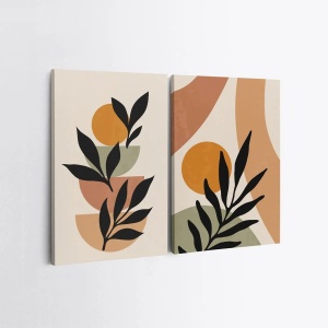 Set tablou decorativ Re-Bloom, 2 piese, panza/lemn, multicolor, 50 x 70 cm - Img 3